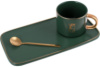 Кофейный набор Coffee Prelude «Bona» 200мл с тарелкой и ложкой, зеленый