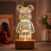 Нічник світильник Ведмедик Феєрверк Bearbrick 3D Led USB