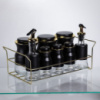 Набор для специй и жидких текстур на металлической подставке черный HP-1359