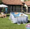 Intex 26780 (400×200×100 см) каркасний басейн CHEVRON Prism Frame Premium Pool сірий з фільтр насосом та сходами