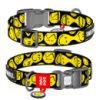 Нашийник для собак нейлоновий WAUDOG Nylon з QR-паспортом, малюнок «Смайли на чорному», пластиковий фастекс, S, Ш 15 мм, Дл 25-35 см