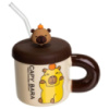 Чашка фарфоровая с крышкой и трубочкой Капибара с апельсином 300 (мл) FM-27C