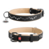 Нашийник для собак шкіряний WAUDOG Soft з QR паспортом, металічні прикраси, Ш 25 мм, Дов 38-49 см чорний