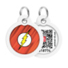 Адресник для собак і котів металевий WAUDOG Smart ID з QR паспортом, малюнок «Флеш лого», коло, Д 30 мм