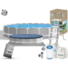 Intex 26756, 610×132 см круглий каркасний басейн Prism Frame Pool сірий з фільтр насос, сходи, тент та підстилка