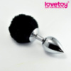 Металева анальна пробка із чорним хвостом «Pompon Metal Plug Small» від LoveToy