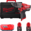 Дриль-шуруповерт з ударом акумуляторний безщітковий MILWAUKEE, M12 FPDX-202X, 37Нм (зарядний пристрій С12 С, 2 акумулятори М12 В