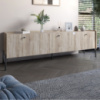 Тумба под телевизор на 3 ящика LION Wood с черными ножками 160х65х40 см Дуб Сонома (LION-043100)