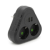 Розетка тройник с заземлением F203-Black, 2 розетки+2USB+1Type-C, 2500W, 10A, 110-250V~Max, Blister