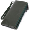 Красивий шкіряний гаманець на три відділення 723110 Зелений