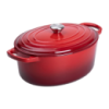 Гусятница чугунная красная эмалированная 6 литров Ø26 см с крышкой, кастрюля для всех плит тушения запекания HP-1-10-RED
