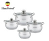 Набор кастрюль Haus Roland HR115-1, 4 шт из нержавеющей стали 2,1/2,9/3,9/6,3 л. Серебристый (HR115-1)