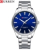 Чоловічий класичний годинник Curren 8425 Silver-Blue зі сріблястим браслетом та синім циферблатом
