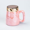 Чашка керамічна 450 мл у дзеркальній глазурі з кришкою, рожевий