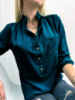 Жіноча блузка «Sellin» оптом | Батал 50-52, морська хвиля