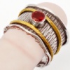 Серебряное кольцо с позолотой с рубиновым кварцем. УНИСЕКС