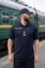 Теніска поло для Укрзалізниці синя матеріал Coolpass