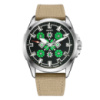 Чоловічий годинник Awarder 041 Embroidery Silver-Green Khaki з сапфіровим склом та водозахистом 10ATM
