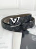 Ремінь Louis Vuitton унісекс чорний класик срібло