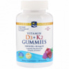 Жевательные витамины D3 + K2, Гранат, Vitamin D3 K2 Gummies, Nordic Naturals, 60 Жевательных Конфет