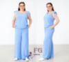 Літній жіночий костюм із широкими штанами «Ясмин» оптом | Норма та батал | Розпродаж моделі Блакитний, 52