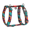 Шлея для собак анатомічна H-подібна WAUDOG Nylon з QR-паспортом, малюнок «Зубасті монстри», пластиковий фастекс, XL, Ш 35 мм, A 60-100 см, B 70-100 см
