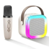 Портативная колонка с караоке микрофоном и RGB подсветкой K12 10W Bluetooth. Цвет: белый