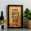 Рамка копилка «Save water drink wine» для пробок, Чорный-коричневый, английский