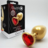 Металева анальна пробка золота Heart Gem із червоним кристалом розмір M Ouch!