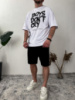 Комплект біла футболка, чорні шорти | 53-210