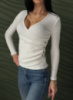 Легка кофтинка в рубчик на запах «Aura» | Норма і батал Молочний, 42-44