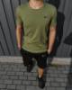 Чоловічий комплект Nike футболка хакі + шорти