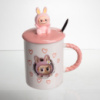 Чашка фарфоровая с крышкой и ложкой Labubu 300 (мл) подарочная кружка прикольная чашка для детей на подарок Розовый FM-35C