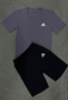 Чоловічий комплект футболка темно-сіра Adidas + Шорти