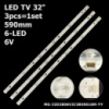 LED підсвітка TV 32« 6V 590mm 6-led GP-3288 AP-32P BG32A100 KANKIA 3237 MG-32D2806V2C3859018M 3 шт.