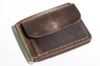 Затискач для купюр з кишенею для монет шкіра вінтаж Коричневий (1939517811)