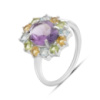 Серебряное кольцо CatalogSilver с натуральным аметистом 3.558ct, цитрином, хризолітом, топазом, вес изделия 3,65 гр (2193364) 17.5 размер