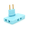 Тройник + переходник 3 in 1, UK/US-EU, 220В, 10А, поворотный 180°, Blue