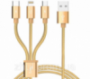 Кабель 3 в 1 Apple lightning, USB Type-C, Micro USB Золотистый