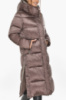 Куртка женская зимняя длинная с капюшоном - 53570 цвет сепия