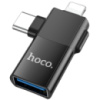 Адаптер Hoco UA17 Lightning/Type-C to USB 2.0 Black (Код товару:42022)