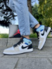Кроссовки Nike Air Jordan 1 (белые с бежевым и голубым)