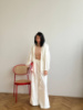 Велюровый женский прогулочный костюм кофта и брюки оверсайз 44 белый 048