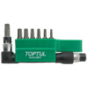 Набор бит TORX TOPTUL 1/4« T10H-T40H + Г-обр. переходник 8ед. GAAL0801