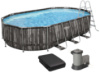 Каркасний басейн Bestway Wood Style 5611R (610х366х122 см) з картриджним фільтром, драбиною та тентом