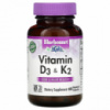 Витамины D3 и K2, Vitamins D3 & K2, Bluebonnet Nutrition, 60 вегетарианских капсул