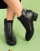 Жіночі чорні черевики з еко-шкіри на підборах