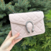 Женская мини сумочка клатч Подкова стеганная, маленькая сумка на цепочке в стиле Гучи Пудровый