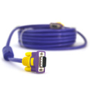 Кабель Merlion VGA 3+4 with shielding, 5m, male to male (папа-папа), 2 феррита,  purple/blue, Пакет Q100