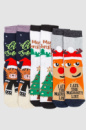 Комплект жіночих шкарпеток новорічних 3 пари, колір темно-синій, білий, світло-сірий, 151R254